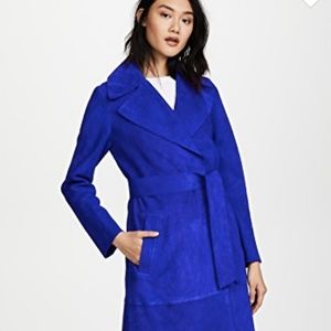 Diane Von Furstenberg electric blue suede trench